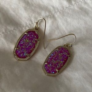 Vintage purple iridescent gold drop earrings